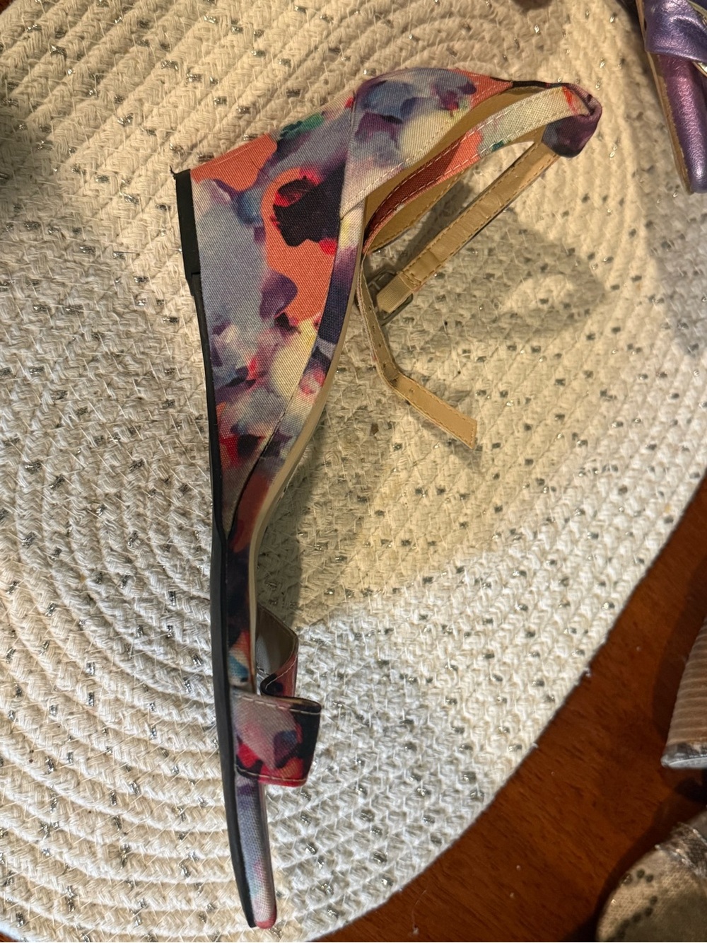 Lively Floral Multicolor Wedge Sandal - Pink, Purple, Orange